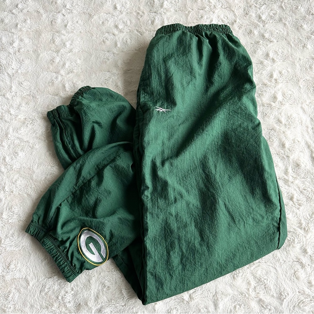 Vintage Green Bay Packers Pants Mens XL Fits 30x31 Windbreaker Nylon 90s READ